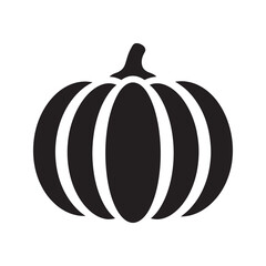 Solid glyph vector icon of a whole pumpkin vegetable representing a fall harvest gourd for cooking and a symbol of halloween thanksgiving
