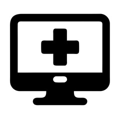 Fototapeta premium Online Medical Services Represented by a Computer Screen With a Cross Icon