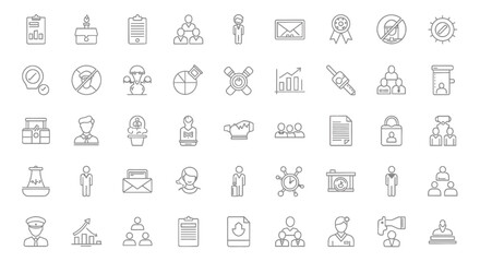 Vector Icons Set of Collection of Business and Technology Icons Outlined in Black and White. Vector Illustrations. EPS Editable