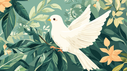 First Communion Dove with Branch Vector Illustration