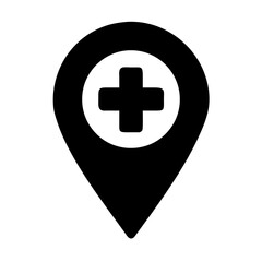 Obraz premium Location Pin Featuring Medical Cross Icon for Healthcare Services