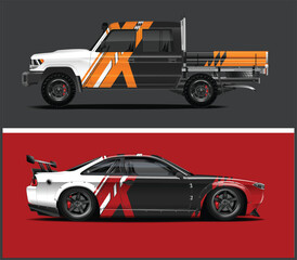Naklejka premium Custom Car and Truck Wrap Designs Two vehicle