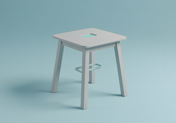 Light Gray Square Bar Stool on Light Blue Background