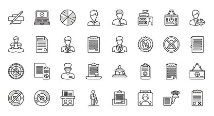 Fototapeta premium Vector Icons Set of Collection of Outline Business and Office Icons. Vector Illustrations. EPS Editable