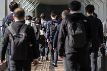 通勤するビジネスマンたちの後ろ姿　東京