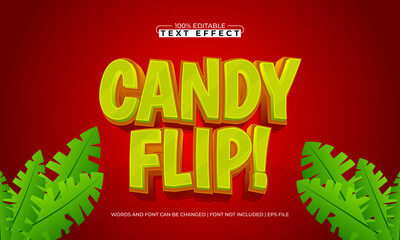 candy flip editable text effect with a gaming and play text style