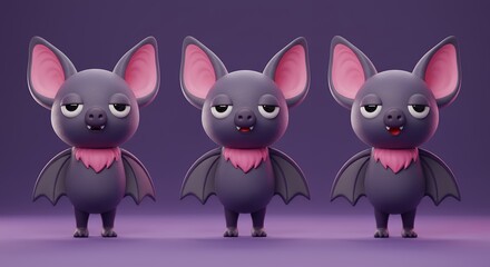 Cute cartoon bats standing