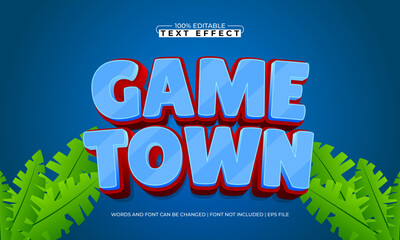 game town editable text effect with a gaming and play text style