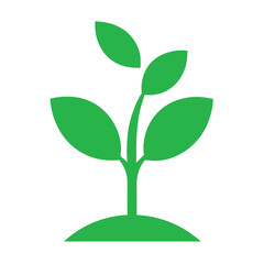 Green leaf sprouting icon with a clean white background for nature and growth themes