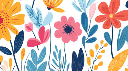 Colorful Flower Vector Kid Drawing Isolated on White Background