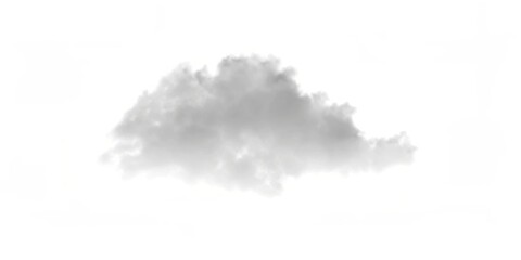 A single fluffy grey cloud isolated on a clean white background