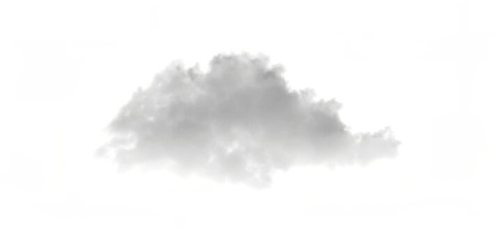 A single fluffy grey cloud isolated on a clean white background