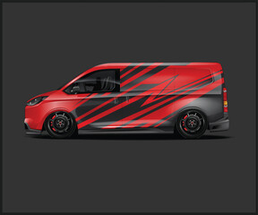 Red and Black Van with Aggressive Graphics Side