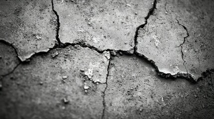 Fototapeta premium Cracked, weathered concrete. Close-up. Monochrome