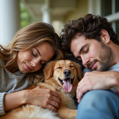 couple with dog