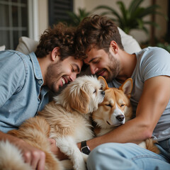 couple with dog