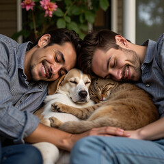 couple with dog