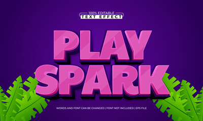 play spark editable text effect with a gaming and play text style