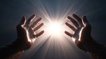 Two hands reaching up towards the sun, with the fingers spread wide open. isolated-3d-background