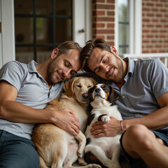 family with dog
