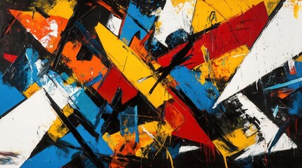 Fototapeta premium Vibrant abstract painting with bold geometric shapes and energetic brushstrokes