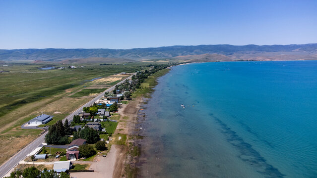 Summer Aerial Views of Bear Lake State Park Utah 