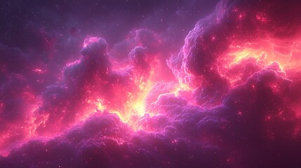 Obraz premium Glowing Nebula with Pink and Yellow Light in Space