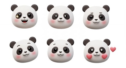 Cute panda faces cartoon illustration