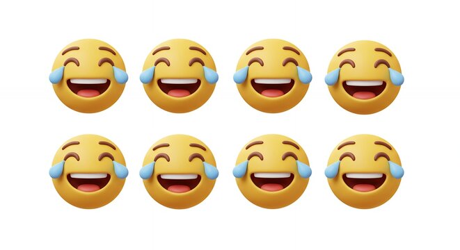 Laughing emoji faces grid pattern - Powered by Adobe