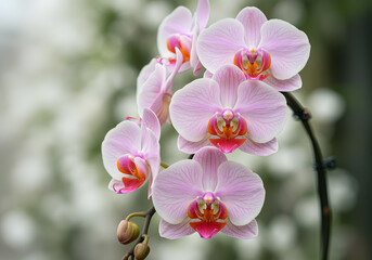 Close up of Beautiful Pink Orchids in Bloom
