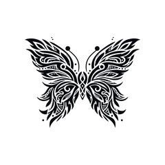 Tribal butterfly wings in symmetrical outline