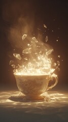 Ethereal teacup golden liquid