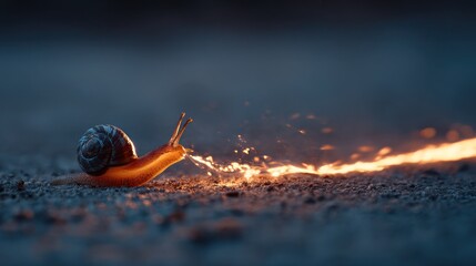 Fast snail with fire trail