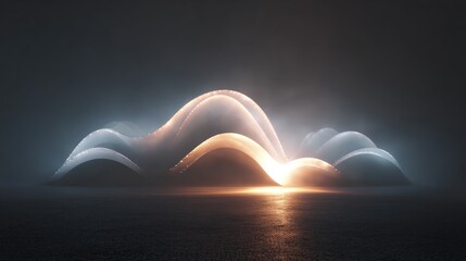 Glowing abstract digital mountains