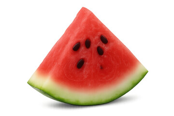 Ripe red watermelon slice with black seeds isolated on transparent background, perfect for summer projects