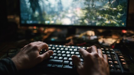 Hands typing on keyboard