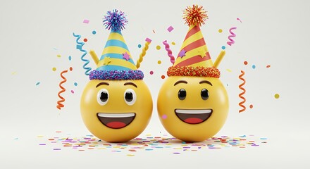 Happy emoji party celebration illustration