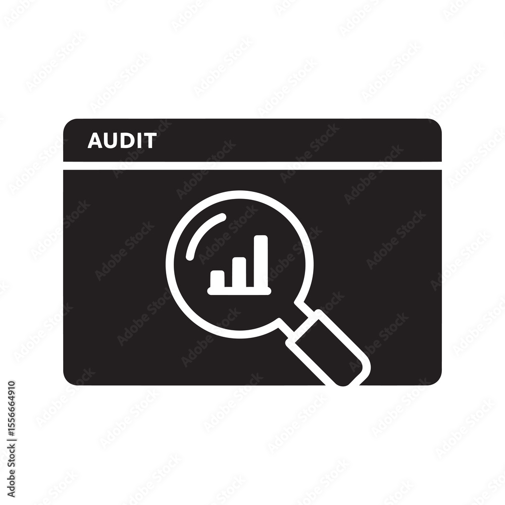 Poster website audit solid glyph icon for seo analysis and performance report data analytics and traffic re