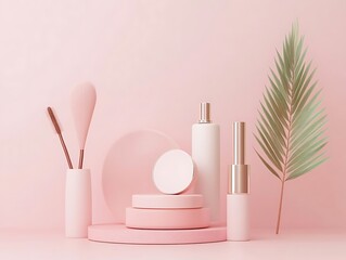 Pink beauty products display. (1)