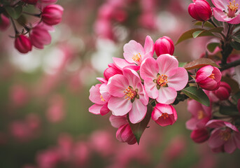 Close up of Beautiful Pink Blossoms in Spring