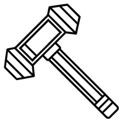 Simple black and white line art hammer icon for design projects