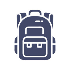 Minimalist vector illustration of a blue backpack on a black background, perfect for icons