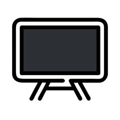 Stylized Monitor Icon with Rounded Corners on a Clean Black Background, Minimalist Design