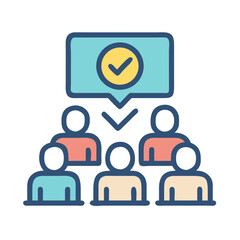 Team Agreement: A symbolic representation of a group reaching a consensus with visual confirmation.