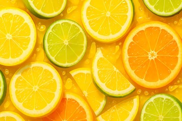 Obraz premium 레몬 라임 오렌지 믹스 패턴