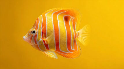 Striking tropical fish with vivid yellow orange and white stripe patterns