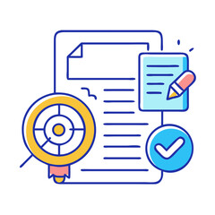 Vector Illustration of Goal Setting, Contract Completion and Project Approval on Black Background