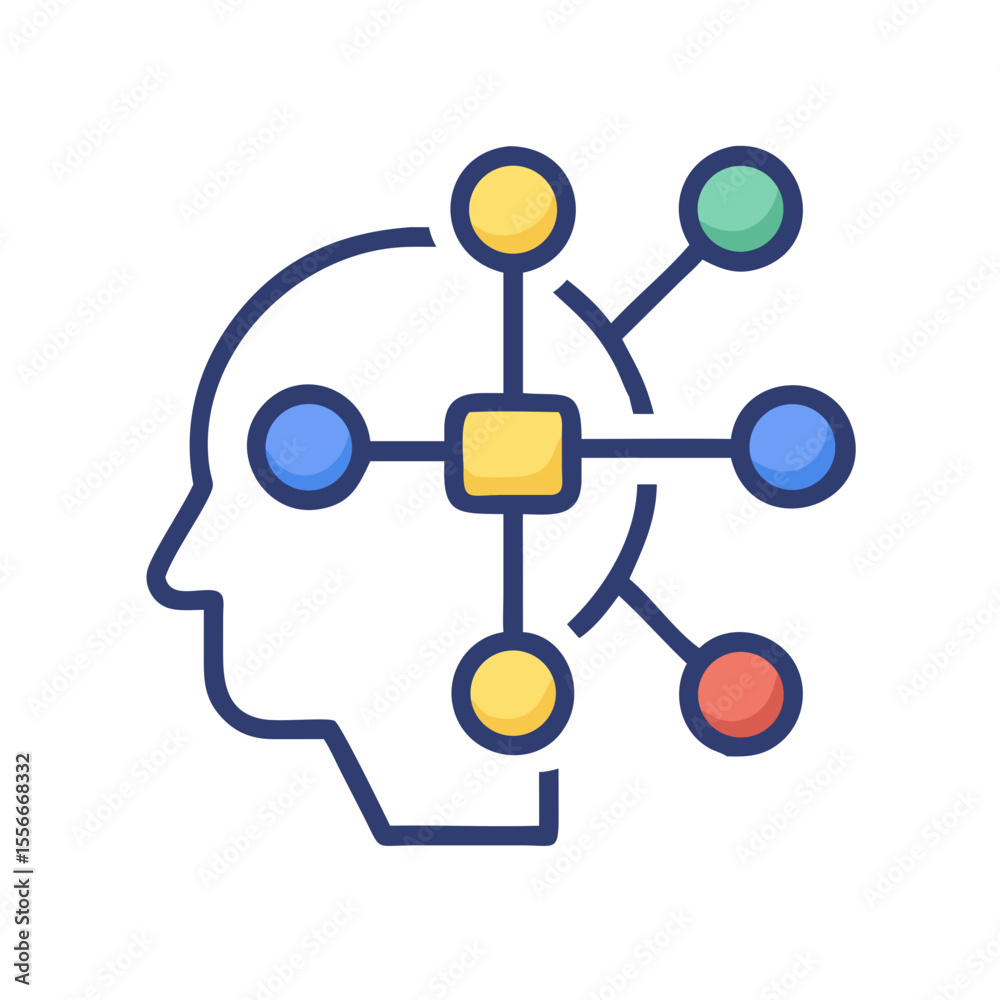 Poster head with connected nodes: artificial intelligence concept showcasing neural networks and machine le