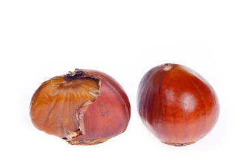 Chestnuts on a white background