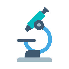 Flat Design Vector Illustration of a Microscope on a Black Background for Science
